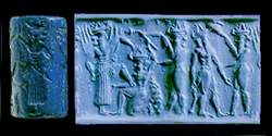 Rollsiegel des 3. Jts. v. Chr. aus Lapislazuli